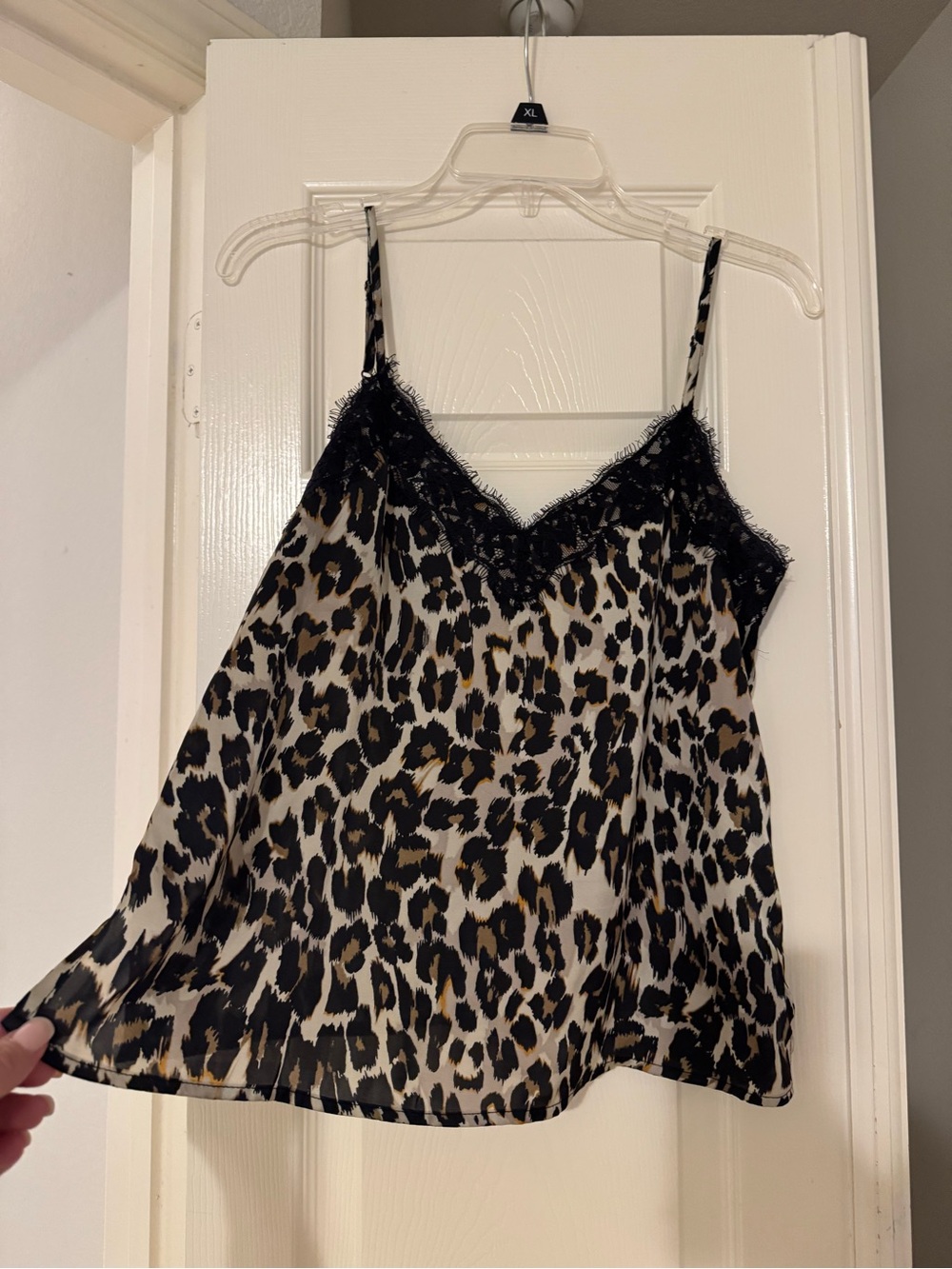 bp Leopard Print Lace-Trim Cami Top - Black & Tan NWOT